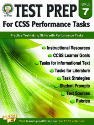 cover image of Test Prep for CCSS Performance Tasks, Grade 7